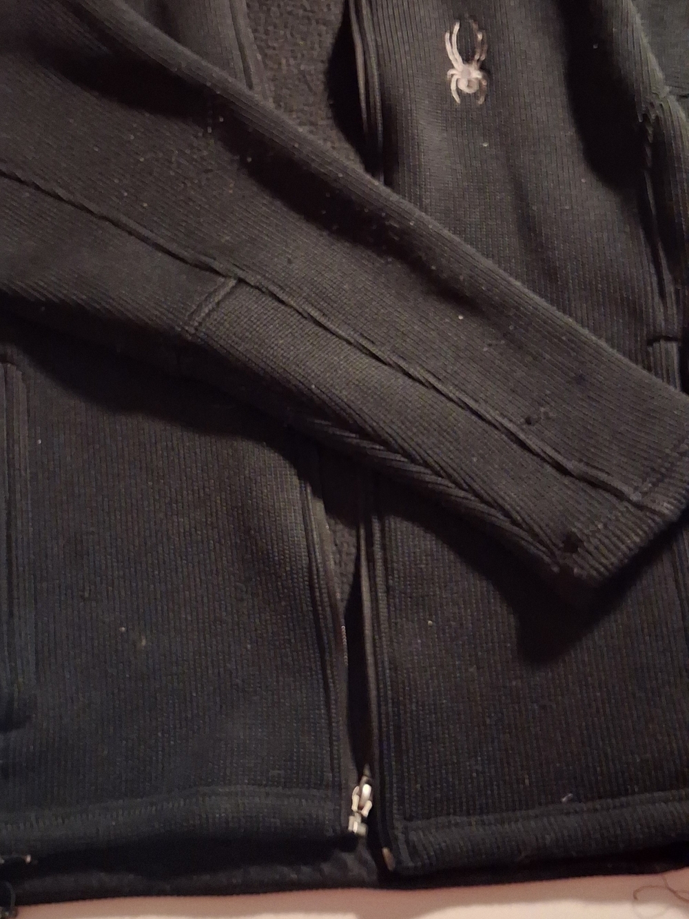 Mens Black SPYDER Zip-Front Sweater Jacket with Subtle Logo